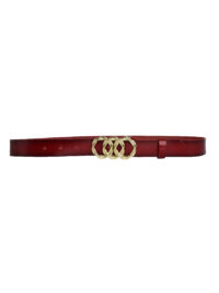 %100 Hakiki Deri, Gold Örgü Tokalı 3 cm Kırmızı Kadın Kemeri; Elbise, Pantolon Kemeri - Görsel 6