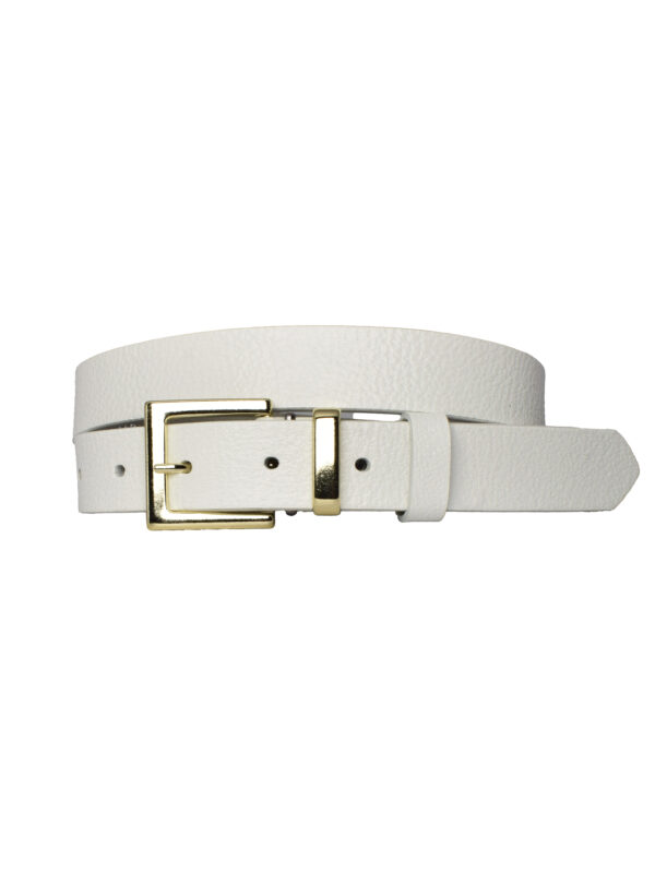%100 Hakiki Deri, Gold Takım Tokalı 3 Cm Süt Beyaz Kadın Kemeri; Elbise, Pantolon Kemeri=3cm-kdn-47 - Görsel 5