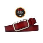 %100 Hakiki Deri, Gümüş Tokalı Kırmızı 3 cm Kadın Kemeri, Pantolon Kemeri, Şort Kemeri 3cmkdn50