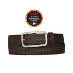 %100 Hakiki Deri, Gümüş Tokalı Koyu Kahverengi Desenli 3 cm Kadın Kemeri, Pantolon Kemeri 3cmkdn50