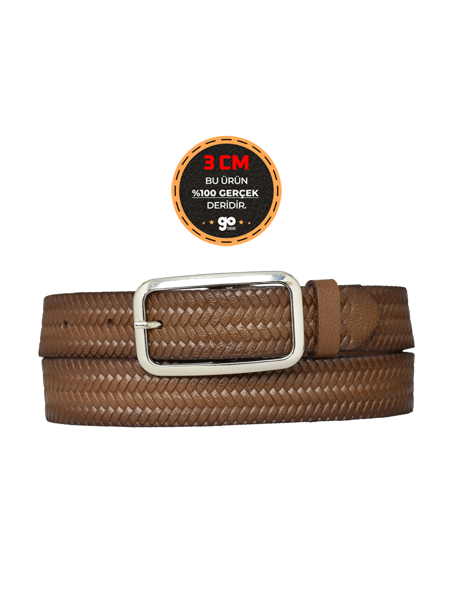 3cm-KDN-50.Gumus-Tosado.orgu-1copy.jpg %100 Hakiki Deri, Gümüş Tokalı Kahverengi Desenli 3 cm Kadın Kemeri, Pantolon Kemeri, 3cmkdn50 - Görsel 1