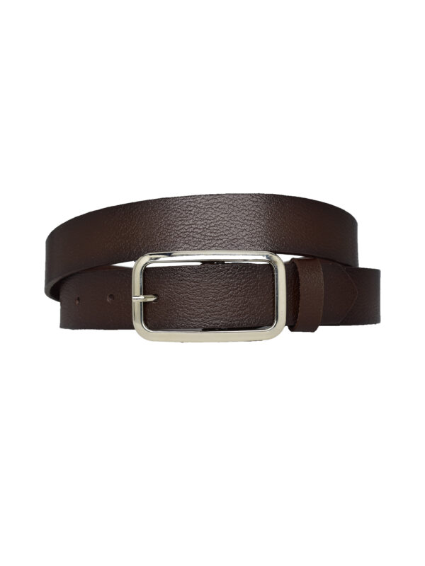 %100 Hakiki Deri, Gümüş Tokalı Koyu Kahverengi 3 cm Kadın Kemeri, Pantolon Kemeri, 3cmkdn50 - Görsel 3