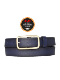 %100 Hakiki Deri, Gold Renk Tokalı Lacivert 3 cm Kadın Kemeri, Pantolon Kemeri, Şort Kemeri 3cmkdn50