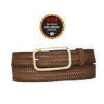 %100 Hakiki Deri, Gold Renk Tokalı Kahverengi Desenli 3 cm Kadın Kemeri, Pantolon Kemeri, 3cmkdn50
