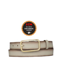 %100 Hakiki Deri, Gold Renk Tokalı Vizon 3 cm Kadın Kemeri, Pantolon Kemeri, Şort Kemeri 3cmkdn50