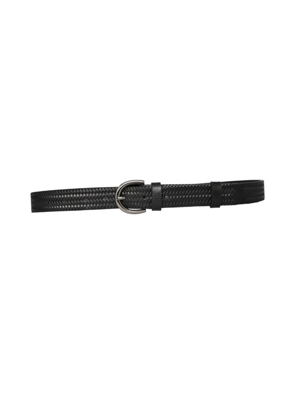 %100 Hakiki Deri Nikel Tokalı Örgü Desenli Siyah Ince Kadın Kemeri, 3cm=3cm-kdn-03 - Görsel 3