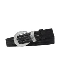 %100 Hakiki Deri Gümüş Tokalı Örgü Desenli Siyah Ince Kadın Kemeri, 3cm=3cm-kdn-26 - Görsel 4