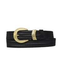 %100 Hakiki Deri Gold Tokalı Örgü Desenli Siyah Ince Kadın Kemeri, 3cm=3cm-kdn-27 - Görsel 4