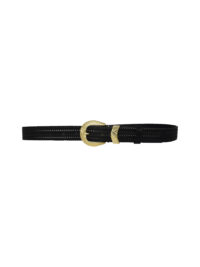 %100 Hakiki Deri Gold Tokalı Örgü Desenli Siyah Ince Kadın Kemeri, 3cm=3cm-kdn-27 - Görsel 5