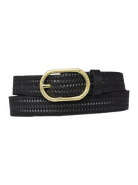 %100 Hakiki Deri Gold Tokalı Örgü Desenli Siyah Ince Kadın Kemeri, 3 Cm=3cm-kdn-32 - Görsel 3