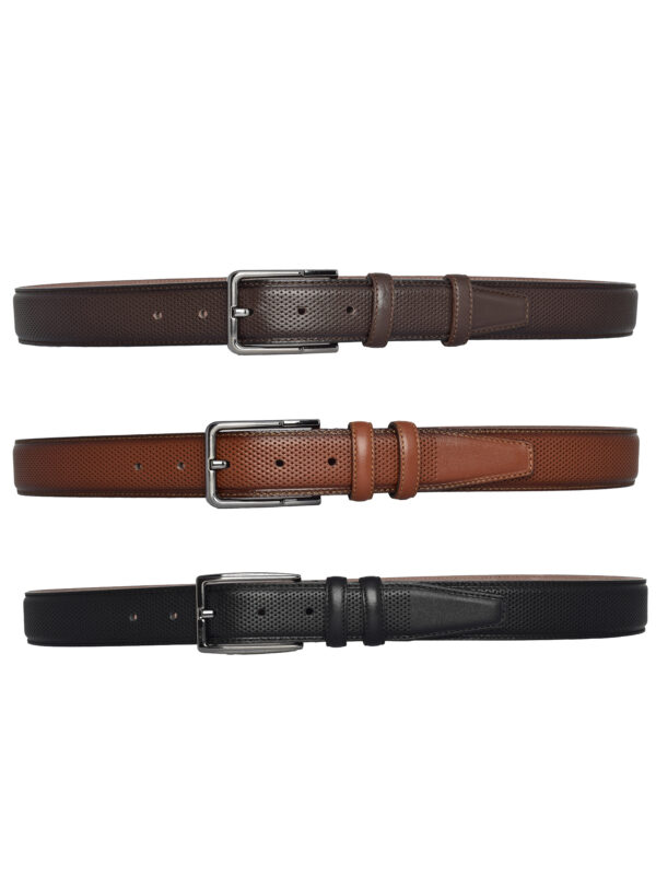 %100 Hakiki Deri, 3'lü Set Siyah, Kızıl Taba, Koyu Kahve Dikişli Kumaş Pant. Kemeri 3.5 Cm_noktalı - Görsel 4