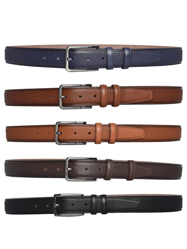 %100 Hakiki Deri, 5'li Mükemmel Set, Nokta Baskılı Kumaş Pantolon Kemeri 3.5 Cm_noktalı - Görsel 4
