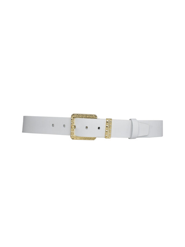 %100 Hakiki Deri, Gold Takım Tokalı 4 cm Beyaz Kadın Kemeri; Kot, Spor Kemer - Görsel 5