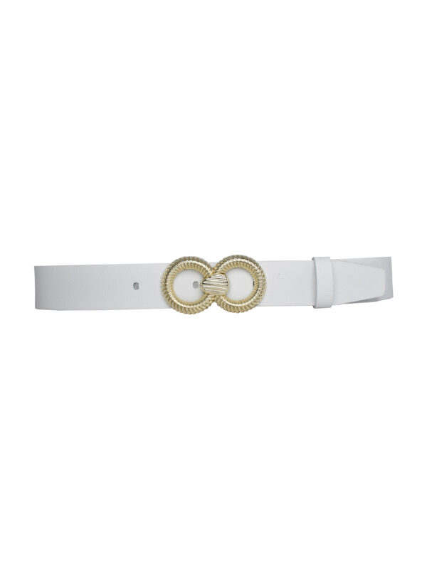 %100 Hakiki Deri, Gold Tokalı 4 cm Beyaz Kadın Kemeri; Kot, Spor Kemer - Görsel 5