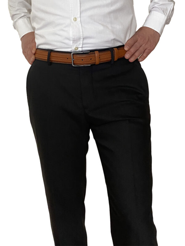 %100 Hakiki Deri, 3'lü Set Siyah, Lacivert, Tosado, Örgü Baskılı Kumaş Pant. Kemeri 3.5 Cm_örgü.bas - Görsel 6