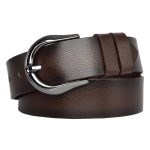 %100 Hakiki Deri, Siyah Nikel Tokalı 4 cm Koyu Kahverengi Kadın Kemeri; Kot, Spor Kemer