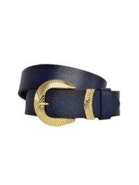 %100 Hakiki Deri, Gold Takım Tokalı 4 cm Lacivert Kadın Kemeri; Kot, Spor Kemer - Görsel 4