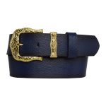 %100 Hakiki Deri, Gold Takım Tokalı 4 cm Lacivert Kadın Kemeri; Kot, Spor Kemer