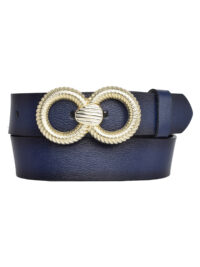 %100 Hakiki Deri, Gold Tokalı 4 cm Lacivert Kadın Kemeri; Kot, Spor Kemer - Görsel 4