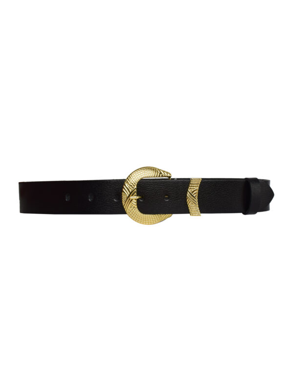 %100 Hakiki Deri, Gold Takım Tokalı 4 cm Siyah Kadın Kemeri; Kot, Spor Kemer - Görsel 6
