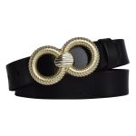 %100 Hakiki Deri, Gold Tokalı 4 cm Siyah Kadın Kemeri; Kot, Spor Kemer