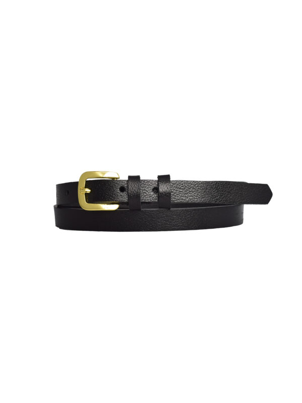 %100 Hakiki Deri, Gold Tokalı çok ince 1.8 cm Siyah Kadın Kemeri; Elbise, Pantolon Kemeri - Görsel 3