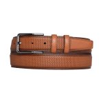 %100 Hakiki Deri, Açık Taba Dikişli Klasik, Kumaş Pantolon Kemeri 3.5 Cm_Dikisli.Noktalı