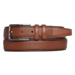 %100 Hakiki Deri, Kahverengi Dikişli Klasik, Kumaş Pantolon Kemeri 3.5 Cm_Dikisli.Noktalı