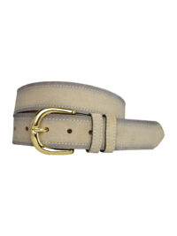 %100 Hakiki Deri, Gold Tokalı 4 cm Süet Krem Kadın Kemeri; Kot, Spor Kemer - Görsel 5
