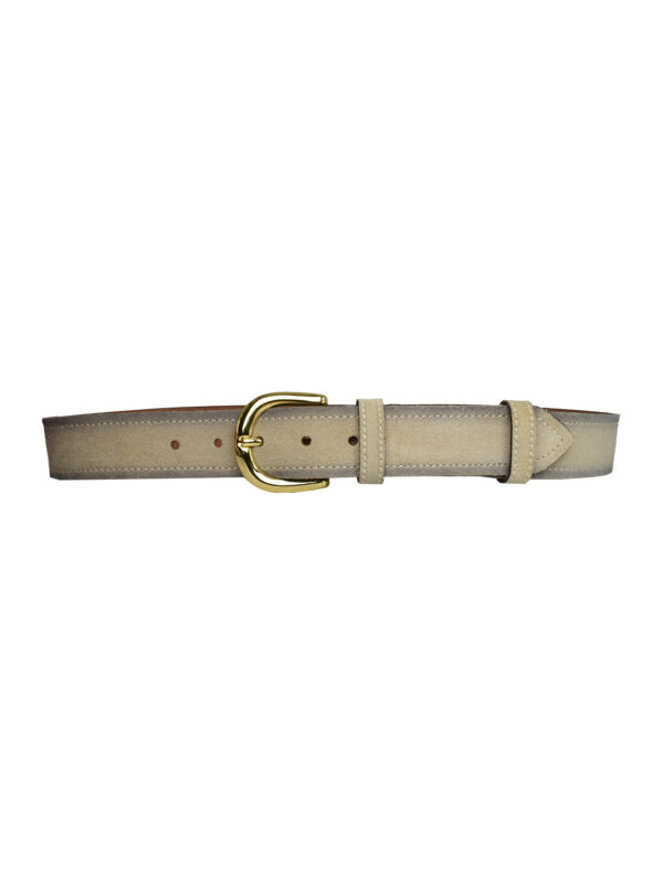 %100 Hakiki Deri, Gold Tokalı 4 cm Süet Krem Kadın Kemeri; Kot, Spor Kemer - Görsel 6