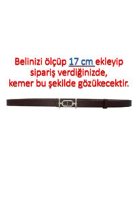 %100 Hakiki Deri, Gümüş Renk Tokalı İnce 2 cm Koyu Kahverengi Kadın Elbise, Pantolon Kemeri; tt+tt - Görsel 6
