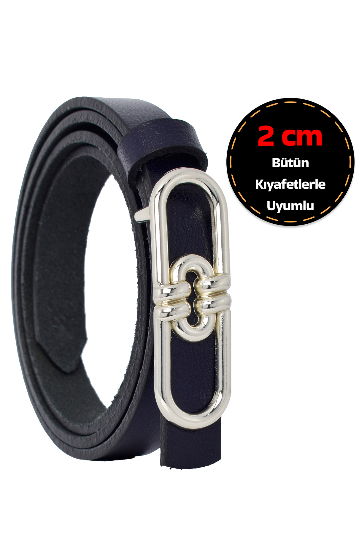1_org_zoom-1092.jpg %100 Hakiki Deri, Gümüş Renk Tokalı İnce 2 cm Lacivert Kadın Elbise, Pantolon Kemeri; uzun.zincir - Görsel 1