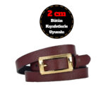 %100 Hakiki Deri Gold Renk Dikdörtgen Tokalı Bordo Kadın Kemeri 2cm Bütün Kıyafetlere Uyar_yeni.dik