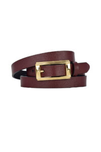 %100 Hakiki Deri Gold Renk Dikdörtgen Tokalı Bordo Kadın Kemeri 2cm Bütün Kıyafetlere Uyar_yeni.dik - Görsel 8