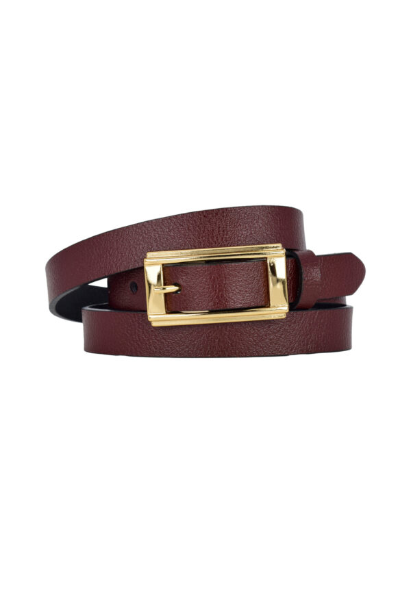 %100 Hakiki Deri Gold Renk Dikdörtgen Tokalı Bordo Kadın Kemeri 2cm Bütün Kıyafetlere Uyar_yeni.dik - Görsel 8