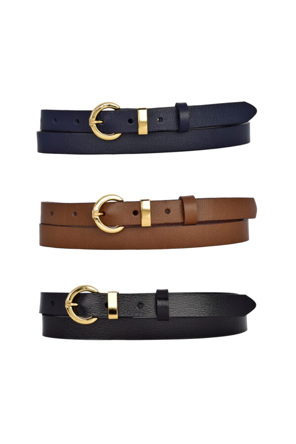 %100 Hakiki Deri 3'lü Set Gold Renk Takım Tokalı 2cm Kadın Kemeri Siyah, Laci, Kahverengi_kilt_gOLD - Görsel 2