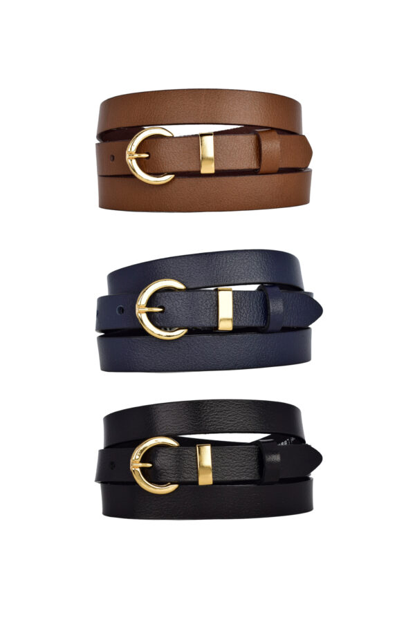 %100 Hakiki Deri 3'lü Set Gold Renk Takım Tokalı 2cm Kadın Kemeri Siyah, Laci, Kahverengi_kilt_gOLD - Görsel 8