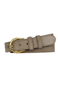 %100 Hakiki Deri, gold tokalı 4 Cm Süet Açık Sütlü Kahve Kadın Kemeri; Kot, Spor Kemer=sü.70.açk.St. - Görsel 2