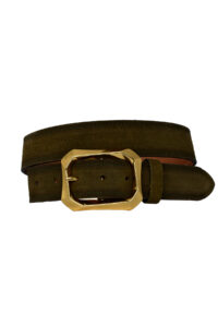 %100 Hakiki Deri, Gold Tokalı 4 Cm Süet Askeri Yeşil Kadın Kemeri; Kot, Spor Kemer=süet.08.ASK.Yeşil - Görsel 3
