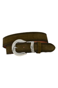 %100 Hakiki Deri, Gümüş Tokalı 4 Cm Süet Askeri Yeşil Kadın Kemeri; Kot, Spor Kemer=süet.63.ASK.Yeşl - Görsel 3