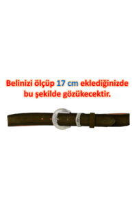 %100 Hakiki Deri, Gümüş Tokalı 4 Cm Süet Askeri Yeşil Kadın Kemeri; Kot, Spor Kemer=süet.63.ASK.Yeşl - Görsel 7