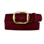 %100 Hakiki Deri, Gold Tokalı 4 Cm Bordo Süet Kadın Kemeri; Kot, Spor Kemer=süet.44.Bordo