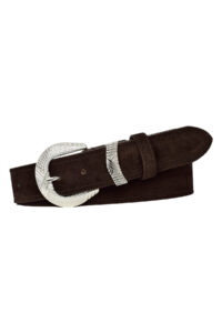 %100 Hakiki Deri, Gümüş Tokalı 4 Cm Süet Koyu Kahverengi Kadın Kemeri; Kot, Spor Kemer=süet.63.KoKa - Görsel 3