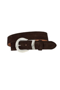 %100 Hakiki Deri, Gümüş Tokalı 4 Cm Süet Koyu Kahverengi Kadın Kemeri; Kot, Spor Kemer=süet.63.KoKa - Görsel 6
