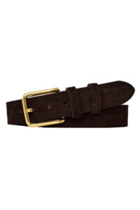 %100 Hakiki Deri, Gold Tokalı 4 Cm Süet Koyu Kahverengi Kadın Kemeri; Kot, Spor Kemer=süet.76.KoKa