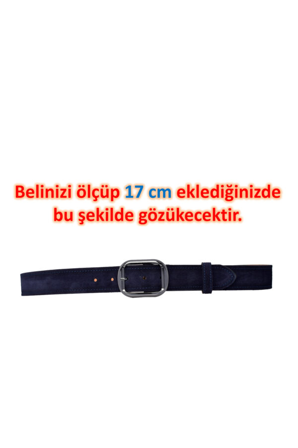 %100 Hakiki Deri, Nikel Tokalı 4 Cm Süet Lacivert Kadın Kemeri; Kot, Spor Kemer=süet.23.Lacivert - Görsel 7
