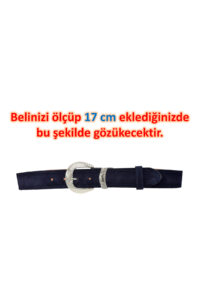 %100 Hakiki Deri, Gümüş Tokalı 4 Cm Süet Lacivert Kadın Kemeri; Kot, Spor Kemer=süet.63.Lacivert - Görsel 7