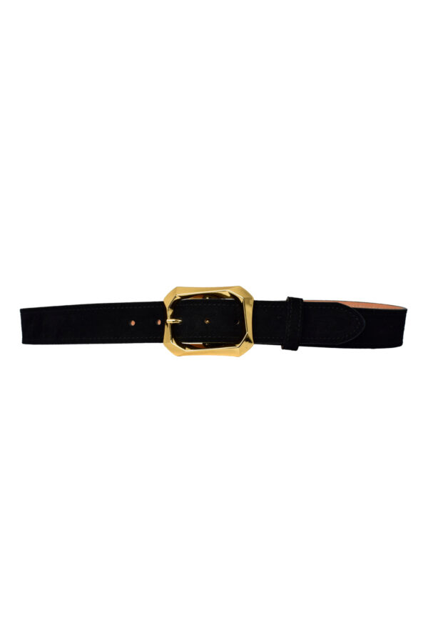 %100 Hakiki Deri, Gold Renk Tokalı 4 Cm Süet Siyah Kadın Kemeri; Kot, Spor Kemer=süet.08.siyah - Görsel 6