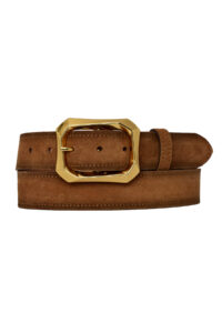 %100 Hakiki Deri, Gold Tokalı 4 Cm Süet Sütlü Kahverengi Kadın Kemeri; Kot, Spor Kemer=süet.08.SÜTKA