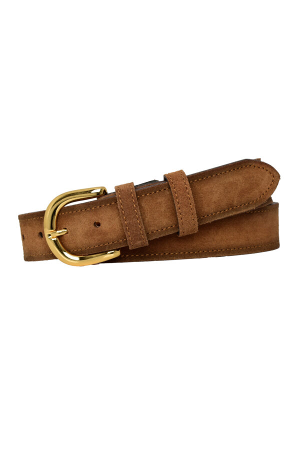%100 Hakiki Deri, Gold Tokalı 4 Cm Süet Sütlü Kahverengi Kadın Kemeri; Kot, Spor Kemer=süet.26.SÜTKA - Görsel 6
